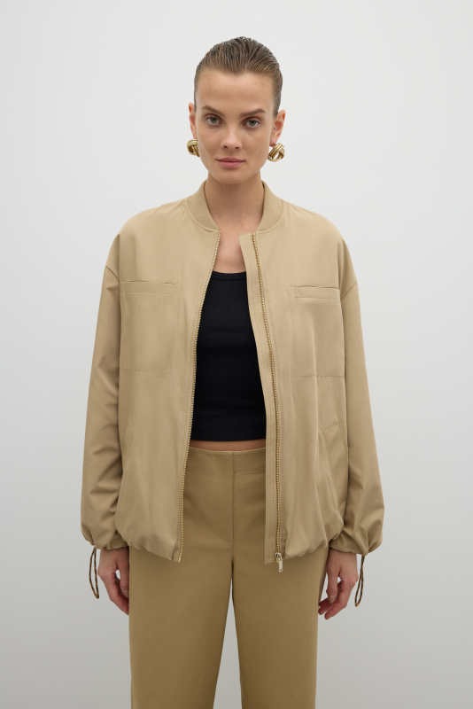 Ribana Yakalı Cepli Mont Bej - Roman