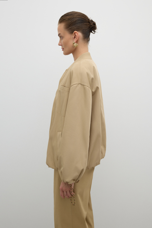 Ribana Yakalı Cepli Mont Bej - 3