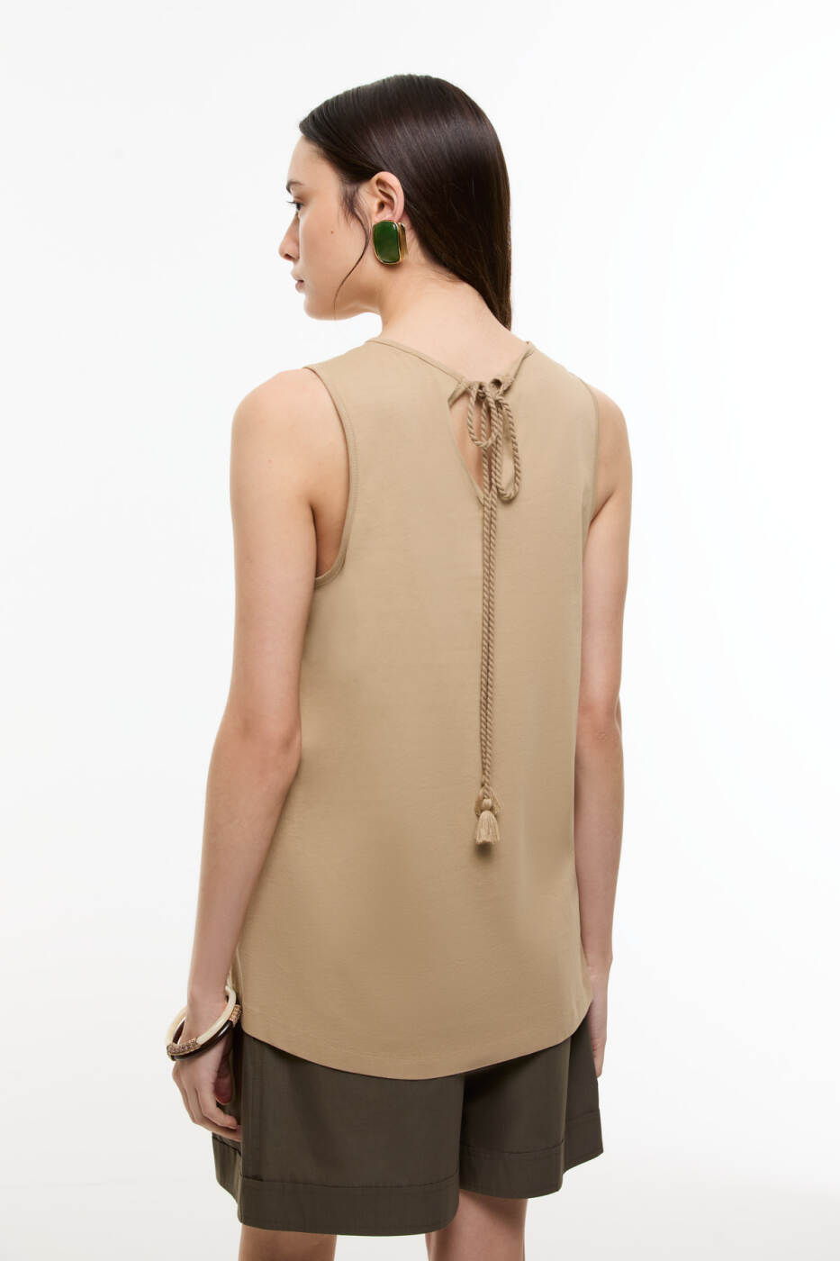 Şal Desenli Embrode Nakışlı T-shirt Kahve - 2