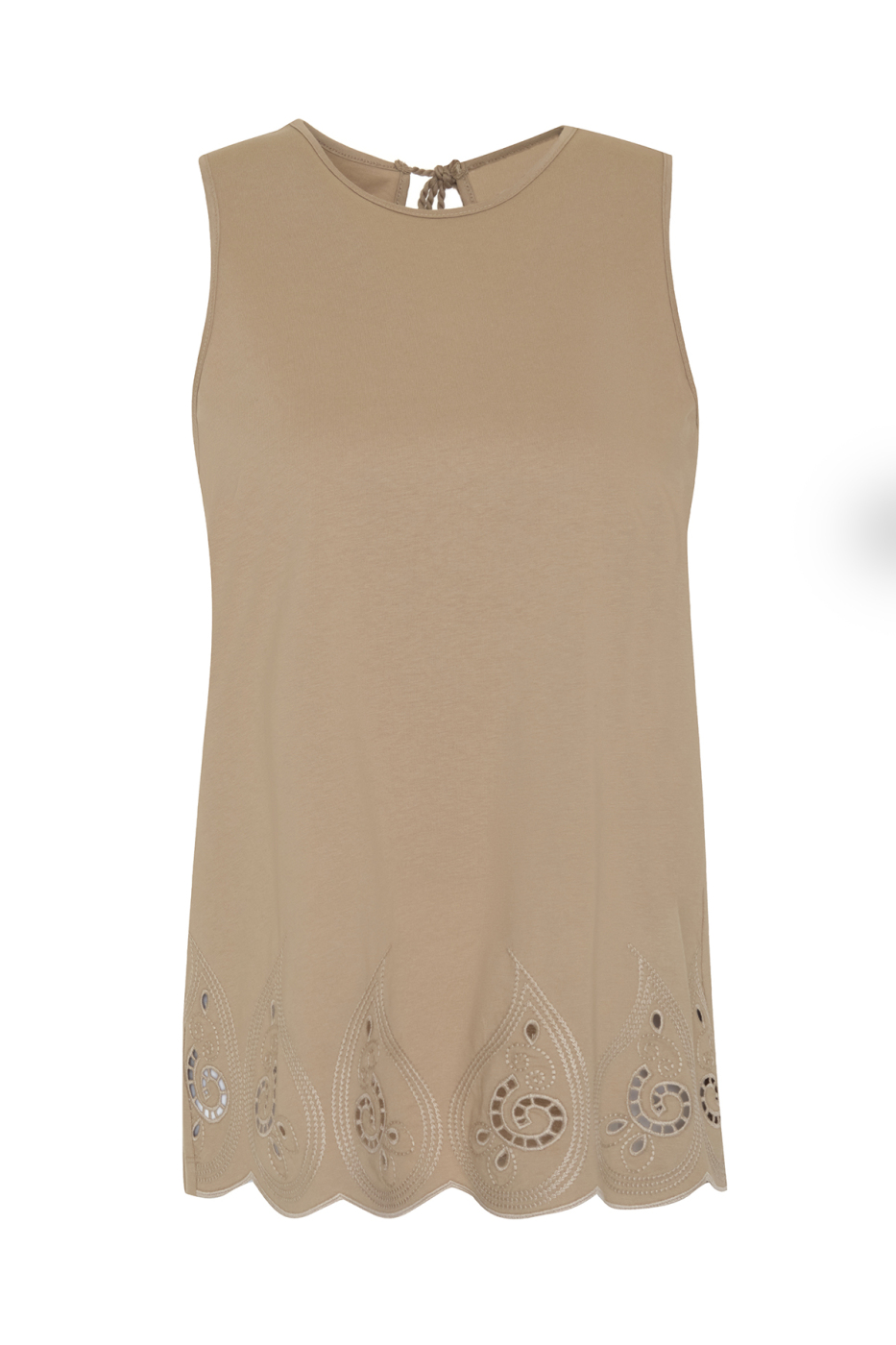 Şal Desenli Embrode Nakışlı T-shirt Kahve - 4