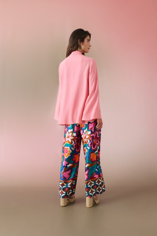 Şal Yaka İspanyol Kol Krep Tunik Pembe - Roman (1)