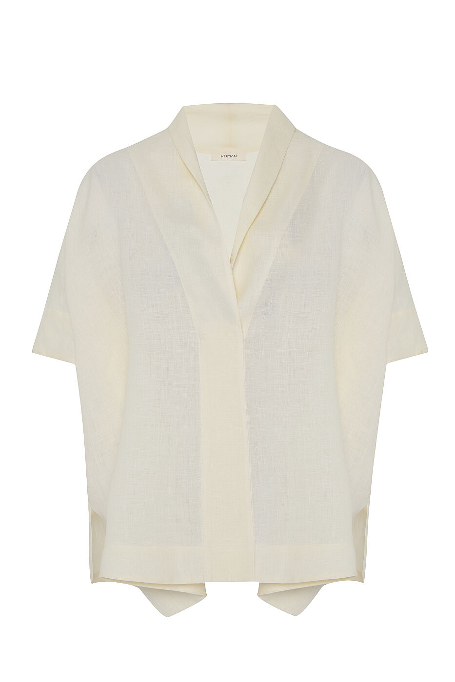 Şal Yaka Oversize Bluz Bej - 4