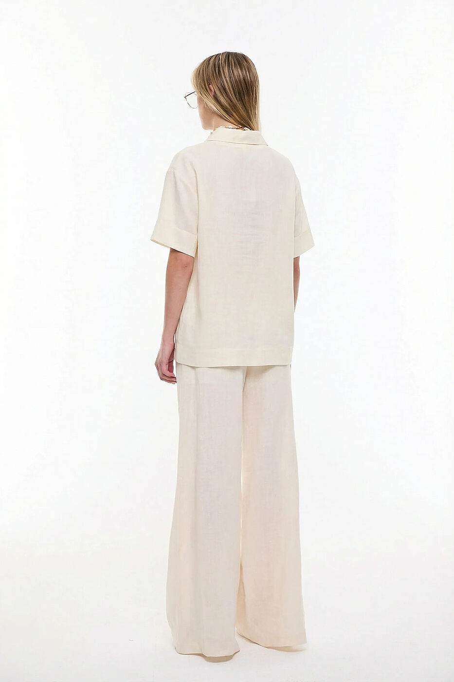 Şal Yaka Oversize Bluz Bej - 2