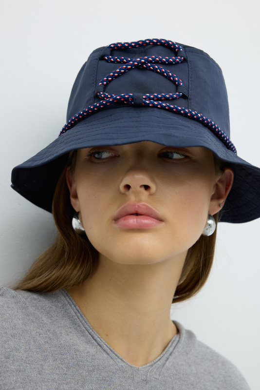 Bağlama Detaylı Şapka Lacivert - 2