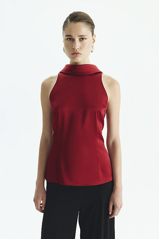 Saten Bluz Bordo - Roman