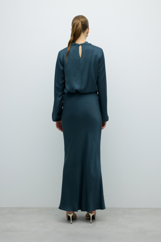 Saten Uzun Etek Petrol - Roman (1)