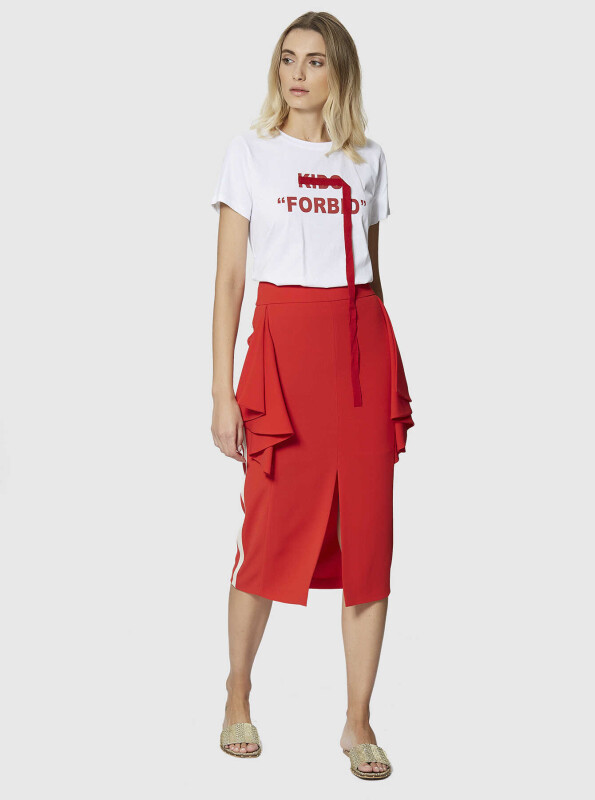 Şerit Detaylı Etek Kırmızı - 3