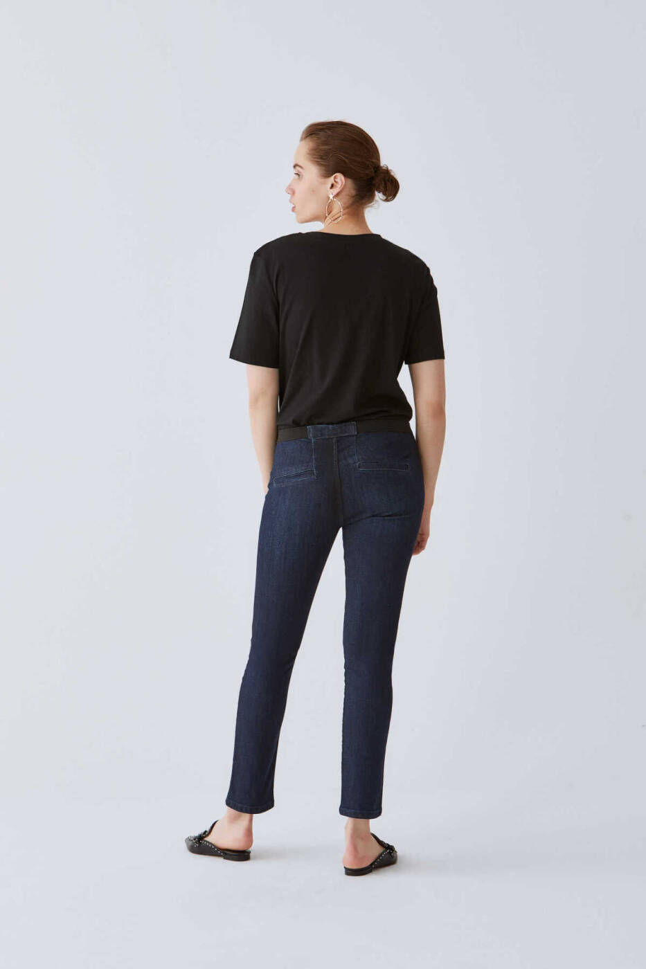  Şerit Detaylı Jean Kadın Pantolon Koyu Mavi - 2