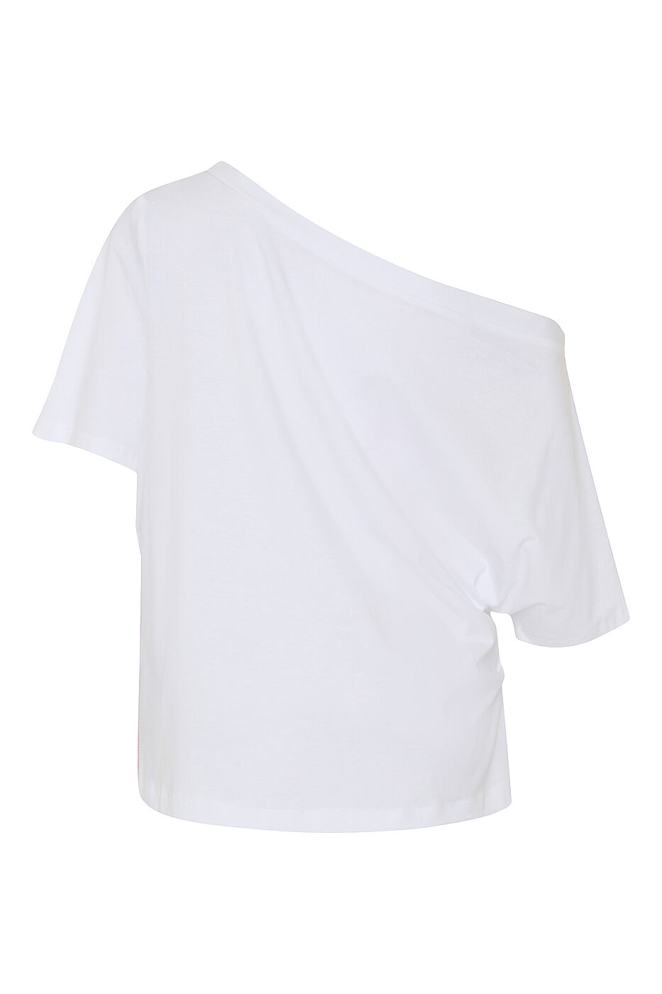 Şerit Detaylı Kayık Yaka T-shirt Beyaz - 4