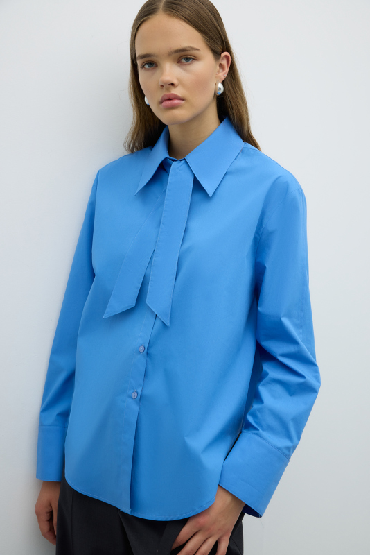 Seyyar Fularlı Gömlek Mavi - 1
