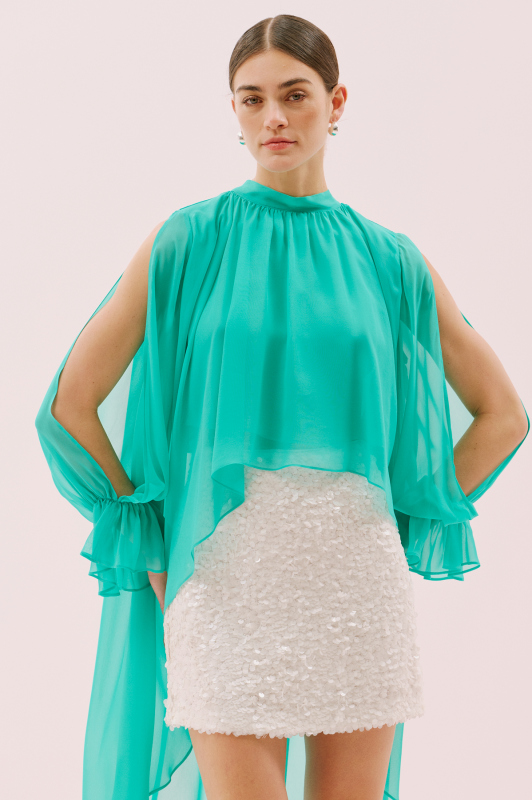 Şifon Bluz Turkuaz - 1