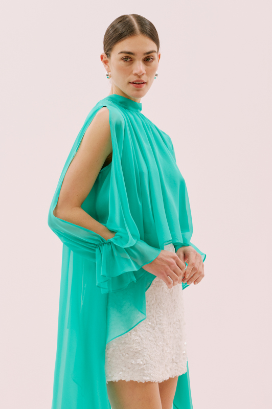 Şifon Bluz Turkuaz - 3