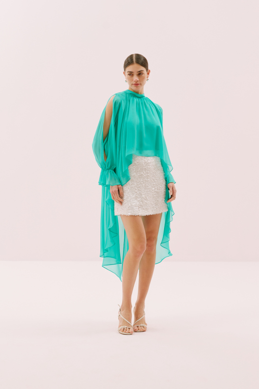Şifon Bluz Turkuaz - 5