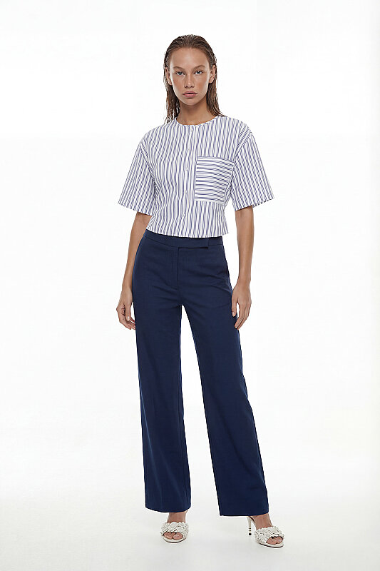 Sırt Dekolteli Bisiklet Yaka Crop Gömlek Standart Renk - Roman (1)