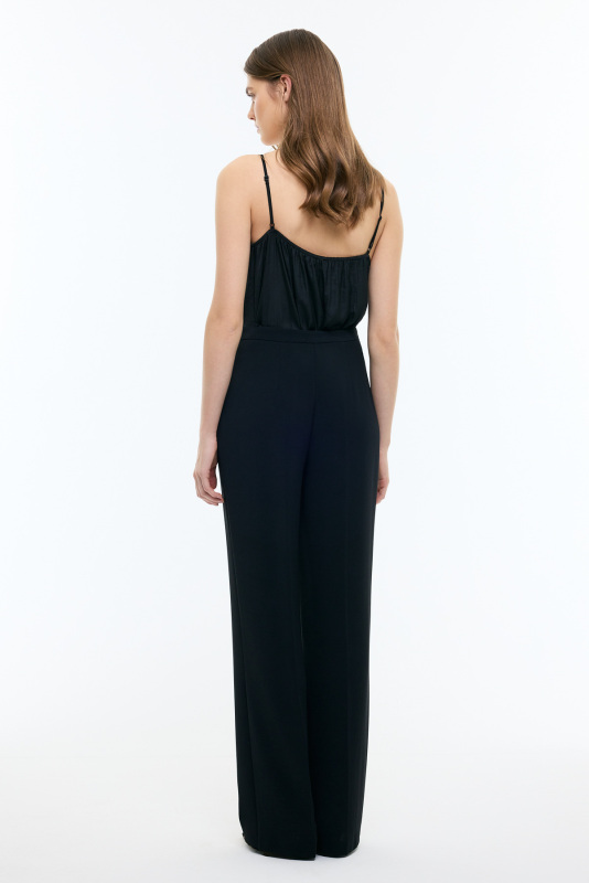 Düz Geniş Paça Pantolon Siyah - Roman (1)