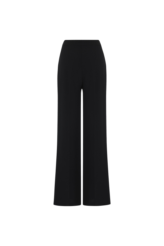 Düz Geniş Paça Pantolon Siyah - 4
