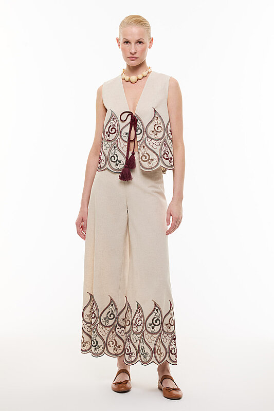 Brode Geniş Paça Pantolon Standart Renk - Roman