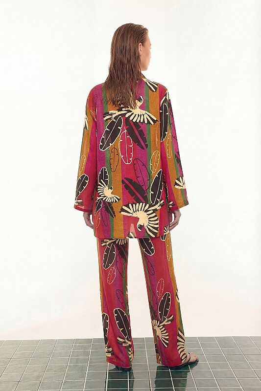 Yakası Nakışlı Kimono Standart Renk - Roman (1)