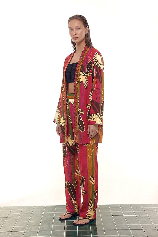 Yakası Nakışlı Kimono Standart Renk - 6