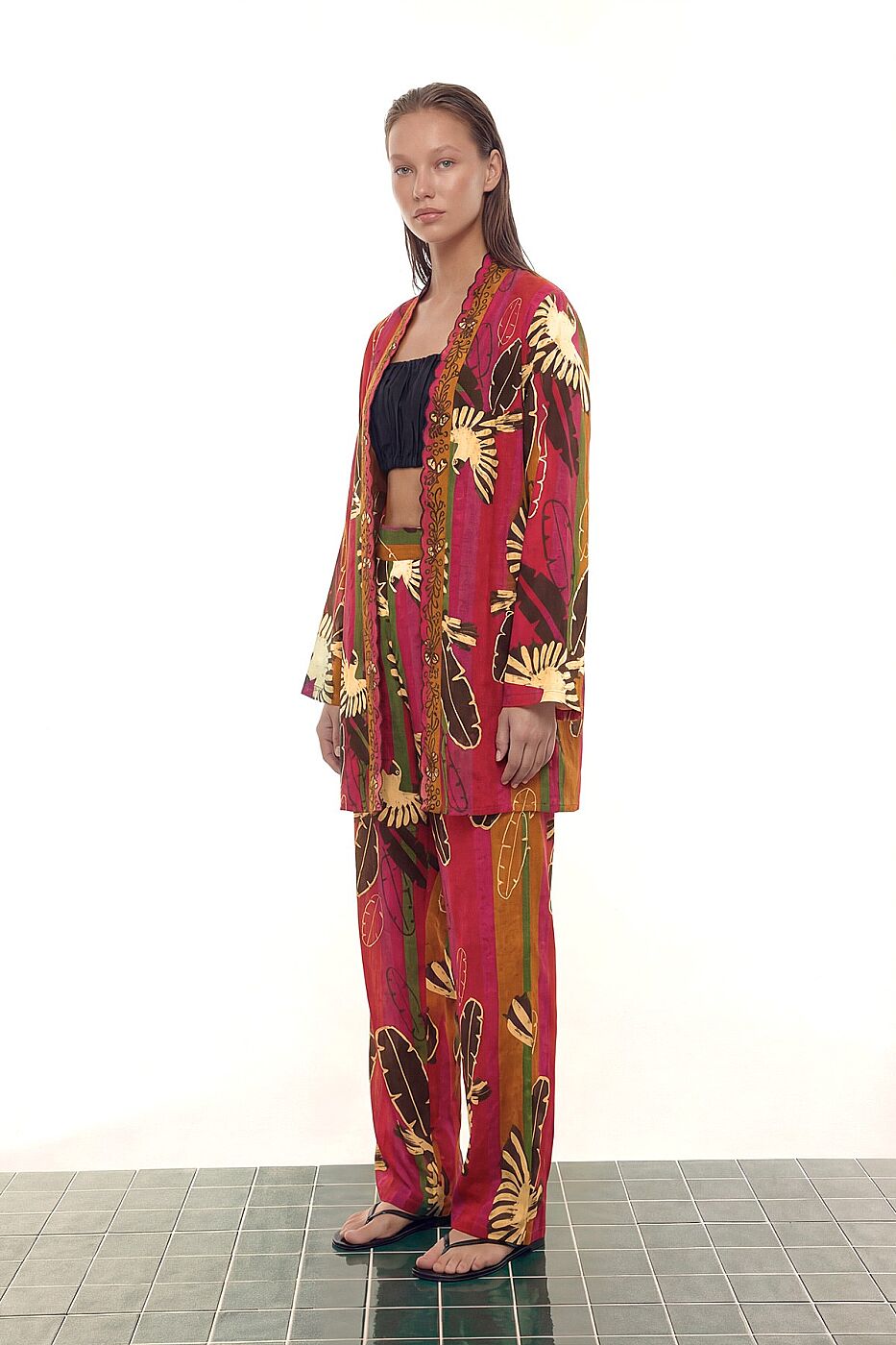 Yakası Nakışlı Kimono Standart Renk - 6