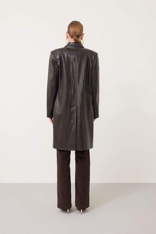  Suni Deri Uzun Ceket Acı Kahve - Roman (1)