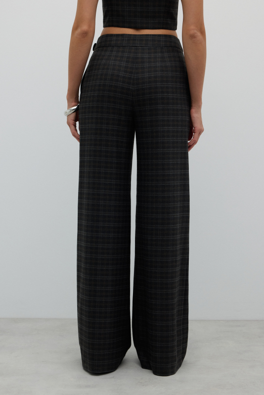 Süs Tokalı Geniş Paça Pantolon Antrasit - 2