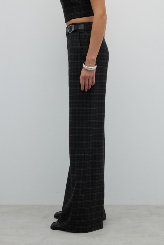 Süs Tokalı Geniş Paça Pantolon Antrasit - 4