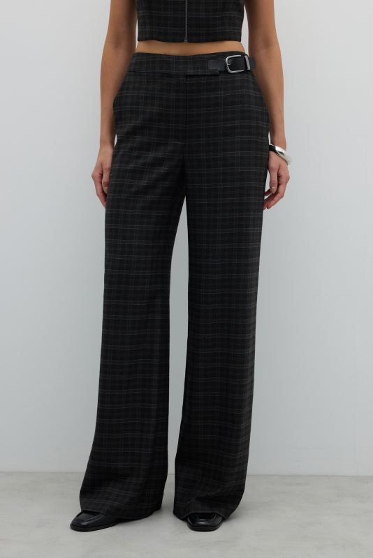 Süs Tokalı Geniş Paça Pantolon Antrasit - 3