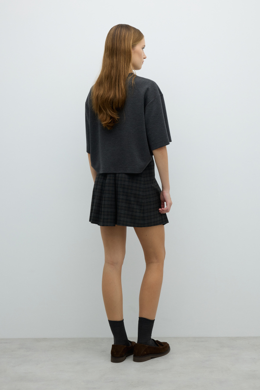 Süs Tokalı Pileli Mini Etek Antrasit - Roman (1)