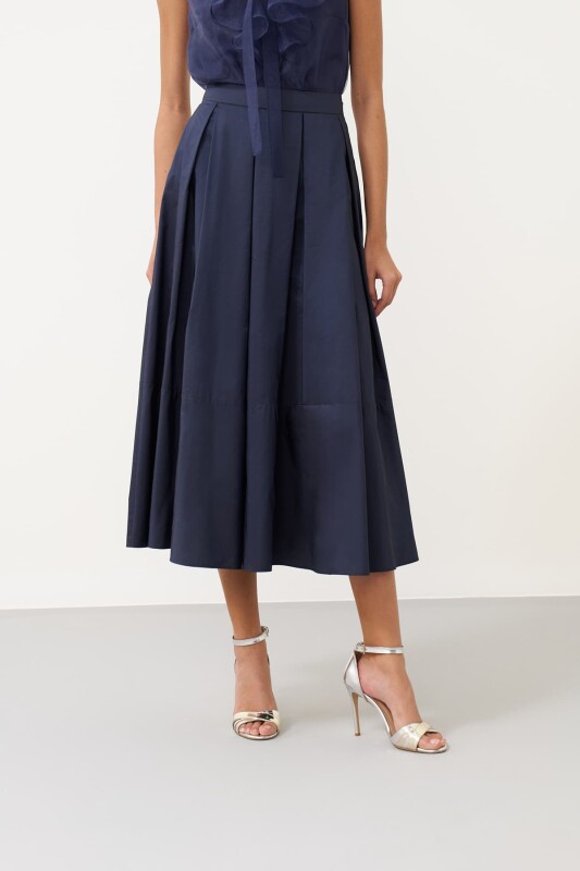 Tafta Midi Boy Etek Lacivert - 3