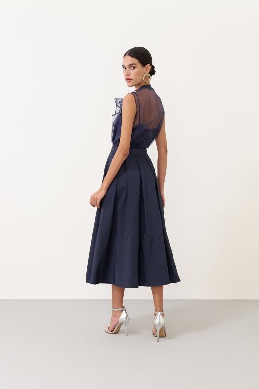 Tafta Midi Boy Etek Lacivert - 2