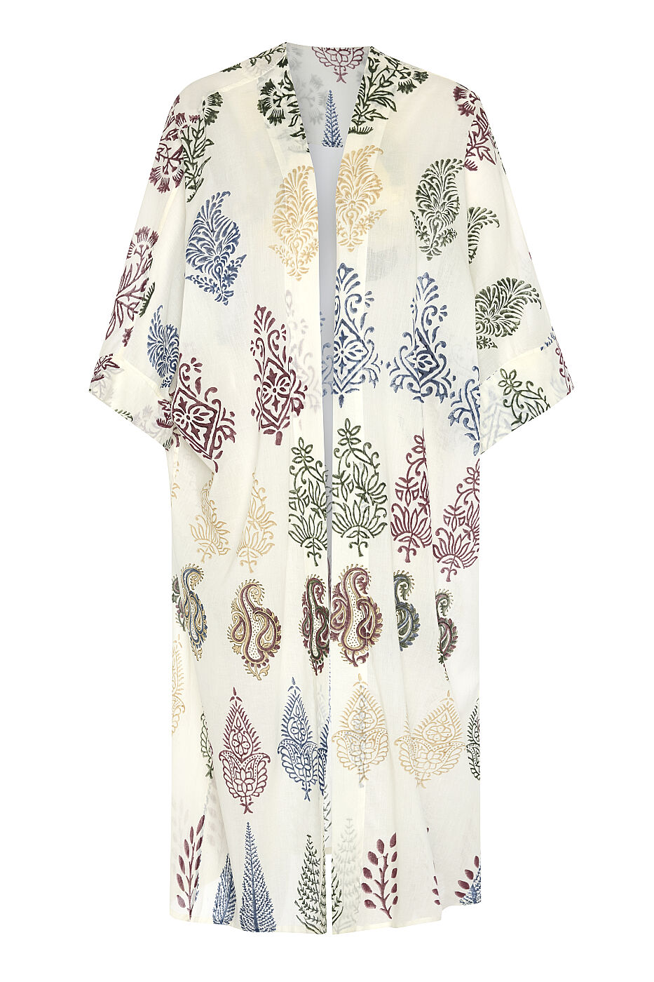 Taş Baskı Desenli Pamuk Kimono Standart Renk - 3