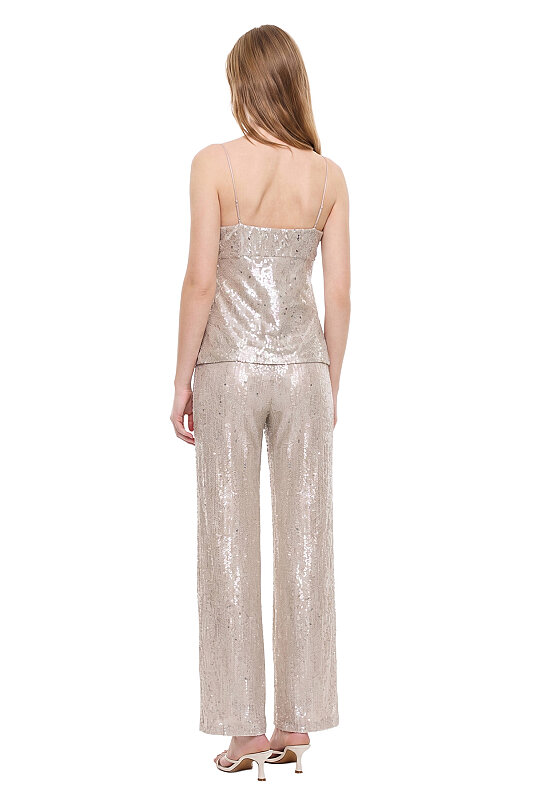 Taş İşlemeli Asimetrik Bluz Bej - Roman (1)