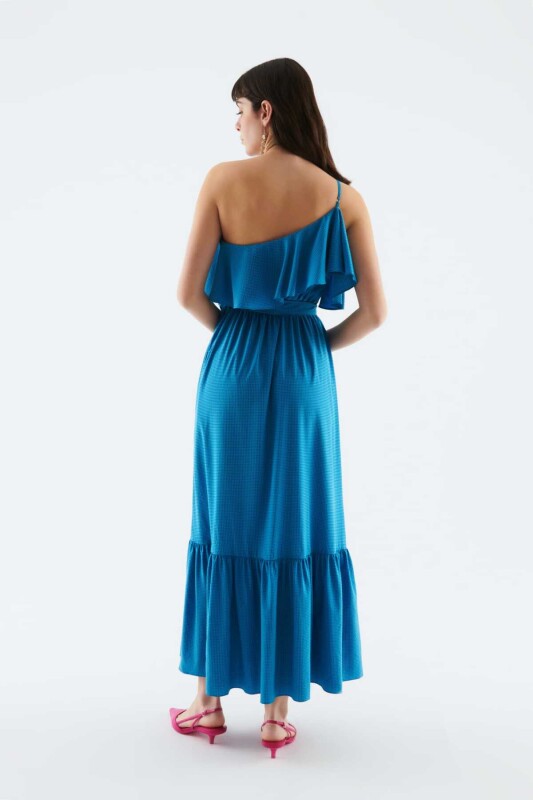 Tek Askılı Kuşaklı Uzun Elbise Standart Renk - 2