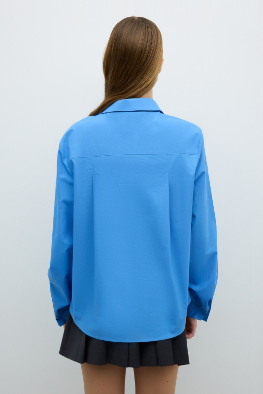 Tek Cepli Arkası Pileli Gömlek Mavi - 2