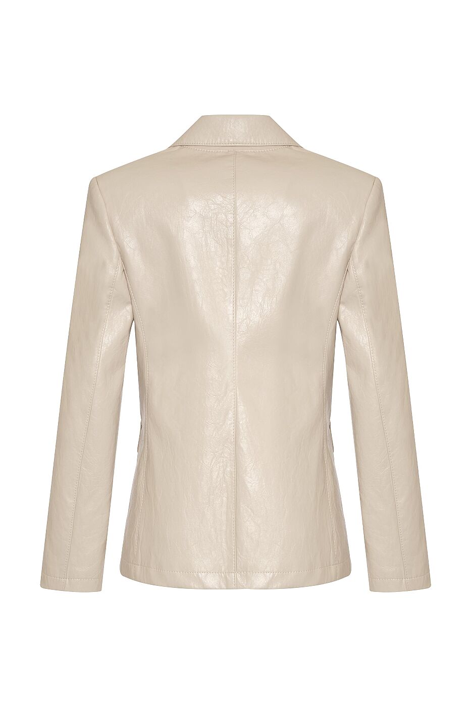 Tek Çıtçıtlı Deri Blazer Ceket Bej - 5