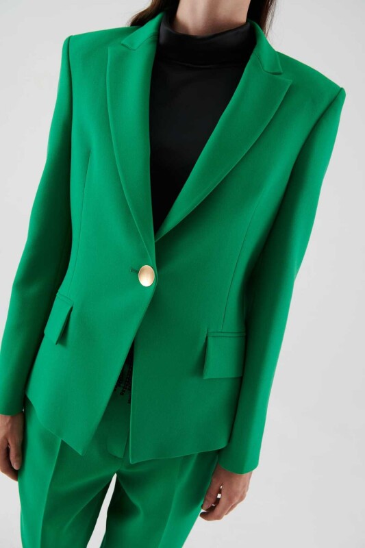 Tek Düğmeli Ceket Yeşil - 3