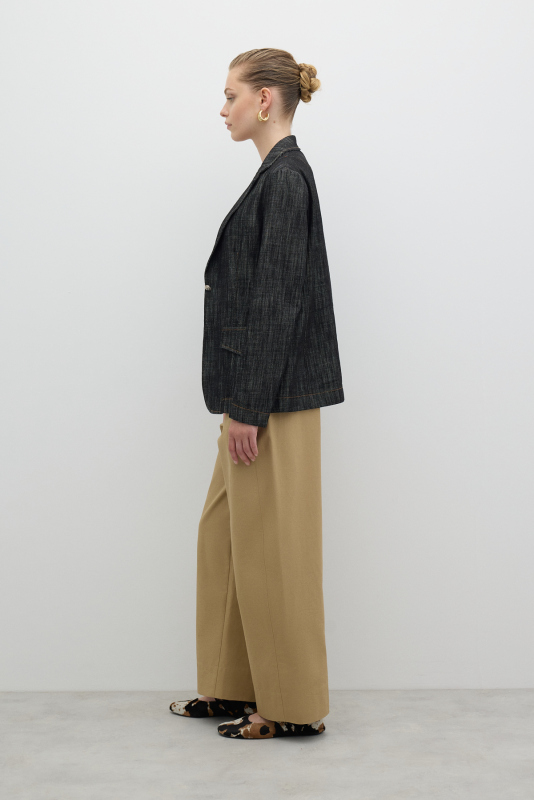 Tek Düğmeli Ceket Siyah - 4