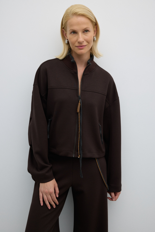 Tiktak ve Kordon Detaylı Mont Kahve - 1