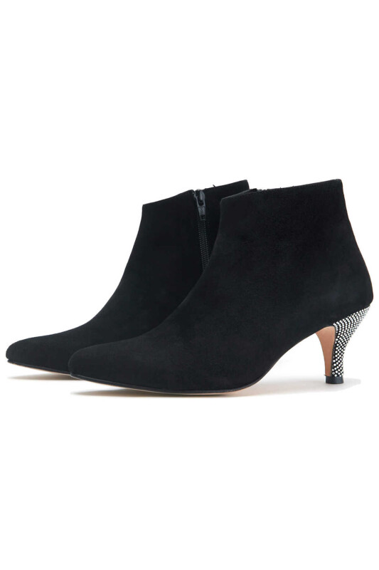 Heel Detailed Ankle Boots Black - 4