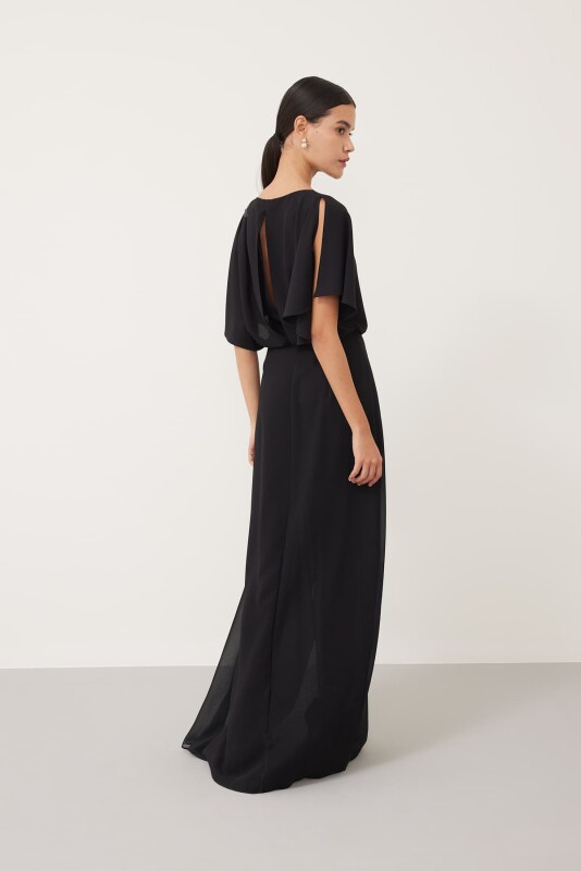 Boat Neck Evening Dress Black - Roman (1)