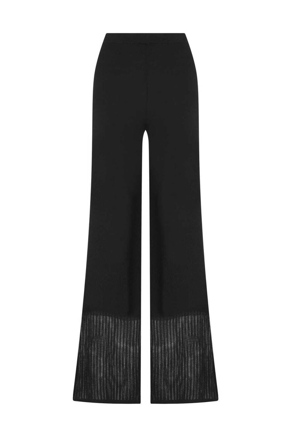 Geniş Paça Triko Pantolon Siyah - 6