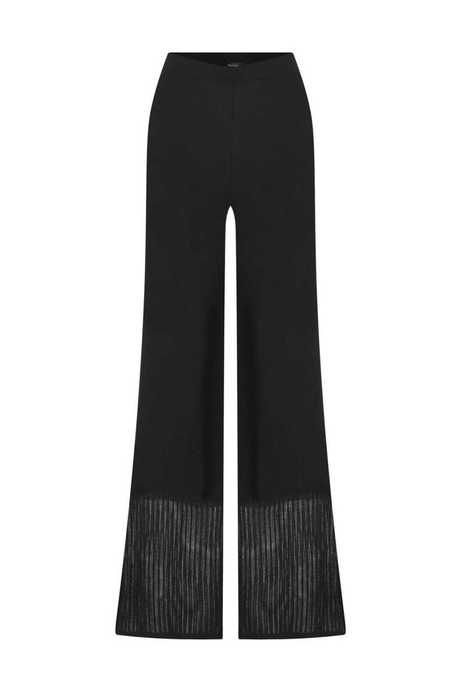Geniş Paça Triko Pantolon Siyah - 5