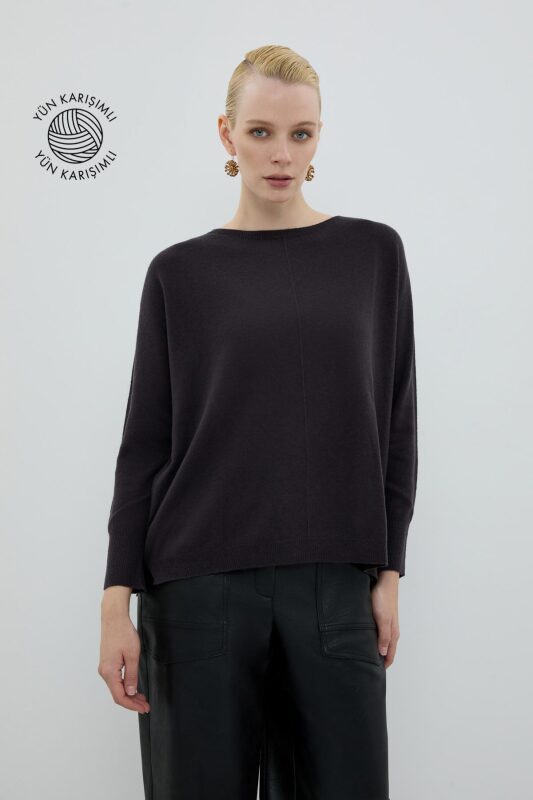 Yün Karışımlı Triko Kahve 