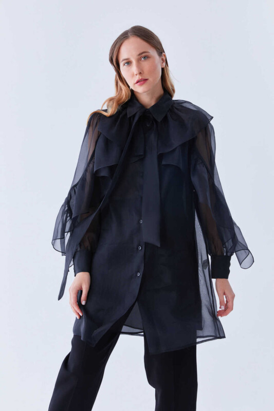  Ruffle Detailed Cap Black - Roman