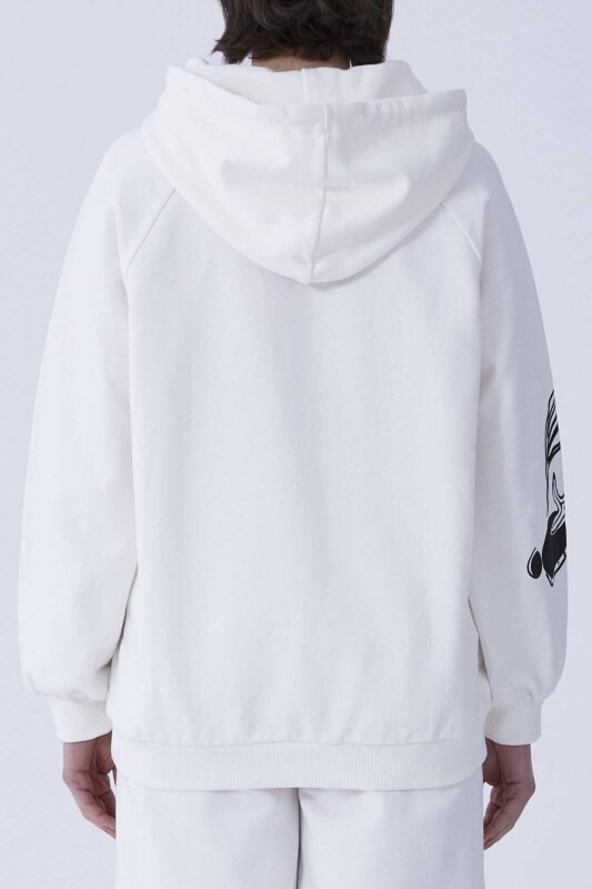 Desenli Kapüşonlu Sweatshirt Beyaz - Roman (1)