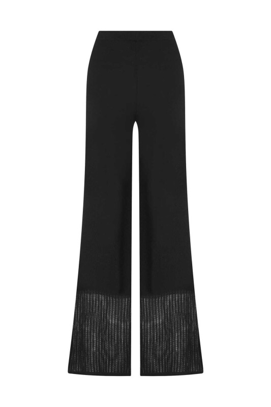 Geniş Paça Triko Pantolon Siyah - 6