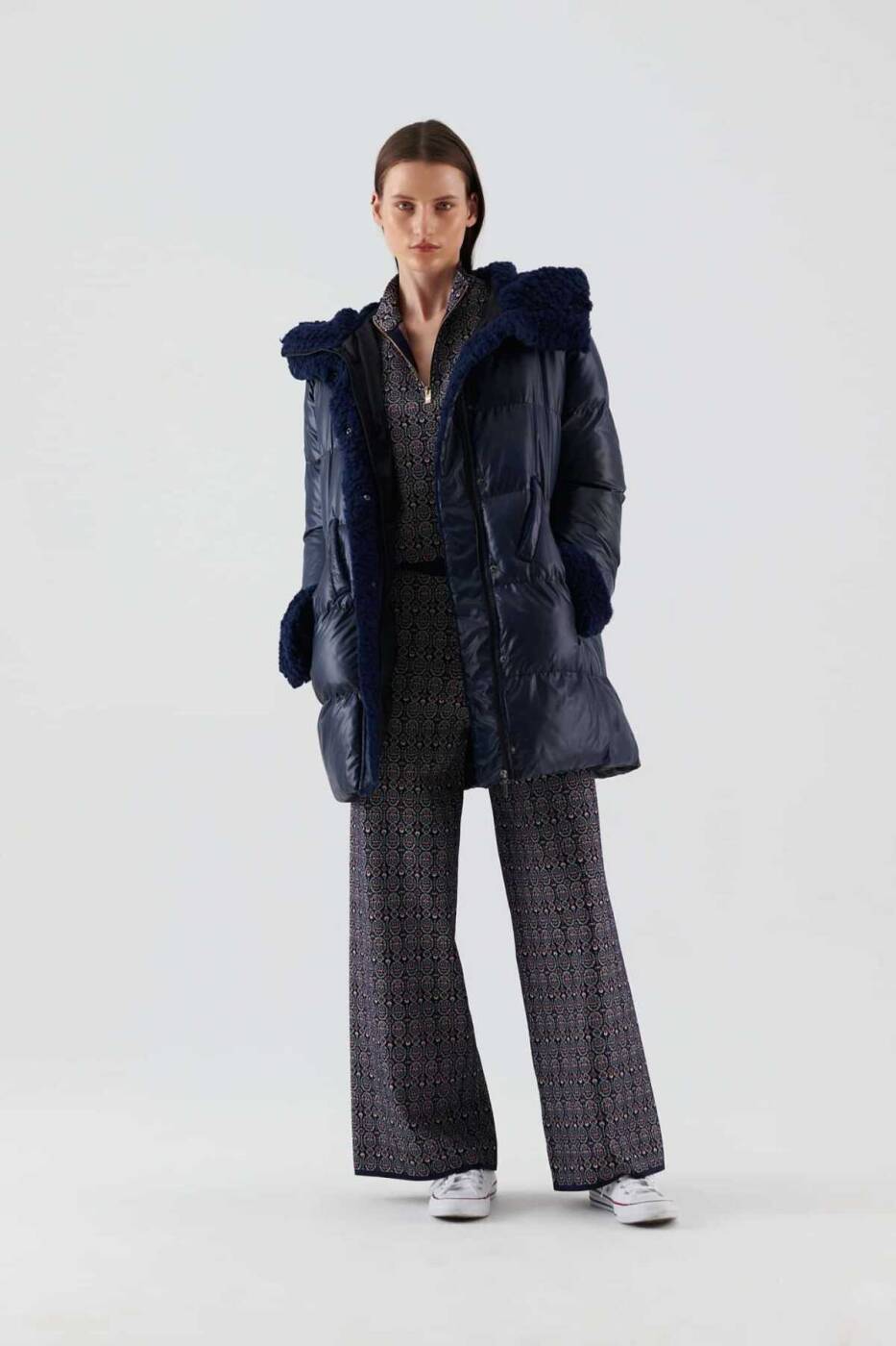 kapüşonlu Şişme Mont Lacivert - 1