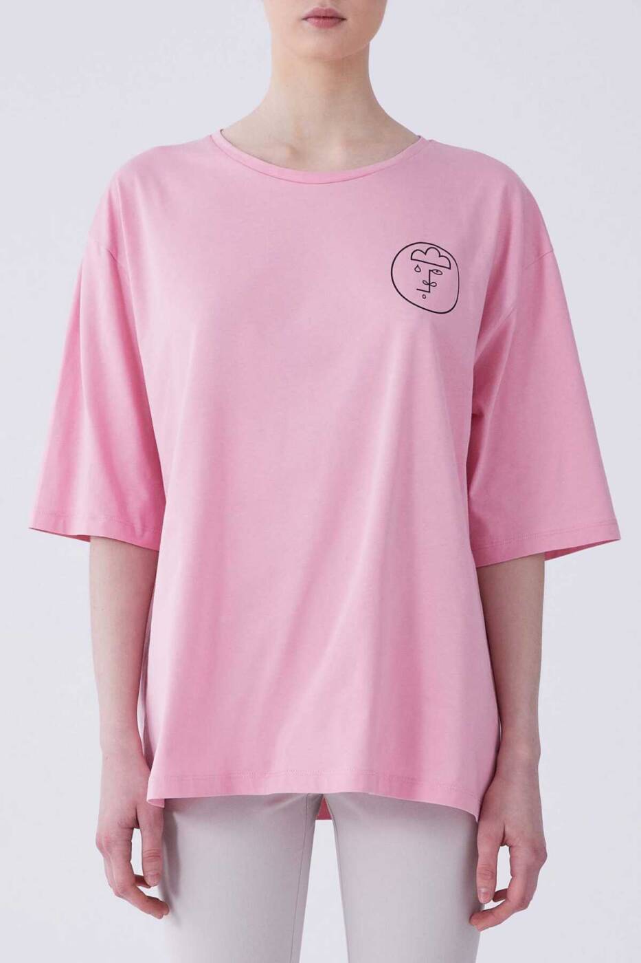 Kısa Kol T-shirt Pembe - 1