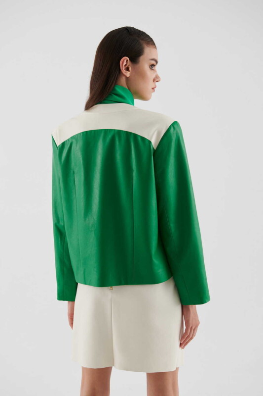  Zippered Womens Coat Green - Roman (1)